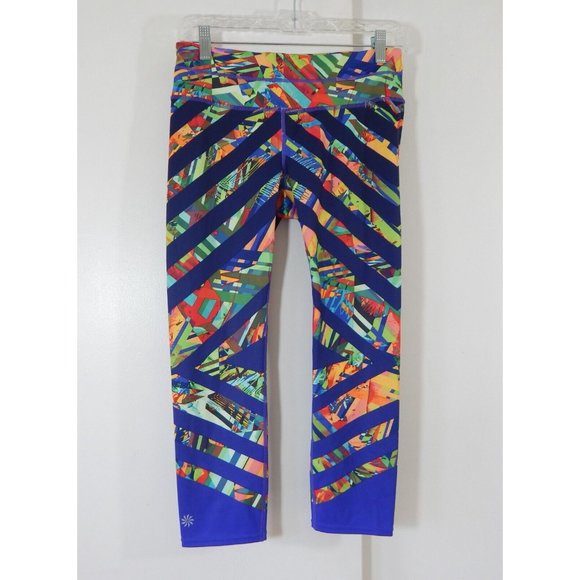 ATHLETA leggings pants kaleidoscope sonar capri mid rise activewear colorful S - Picture 2 of 9